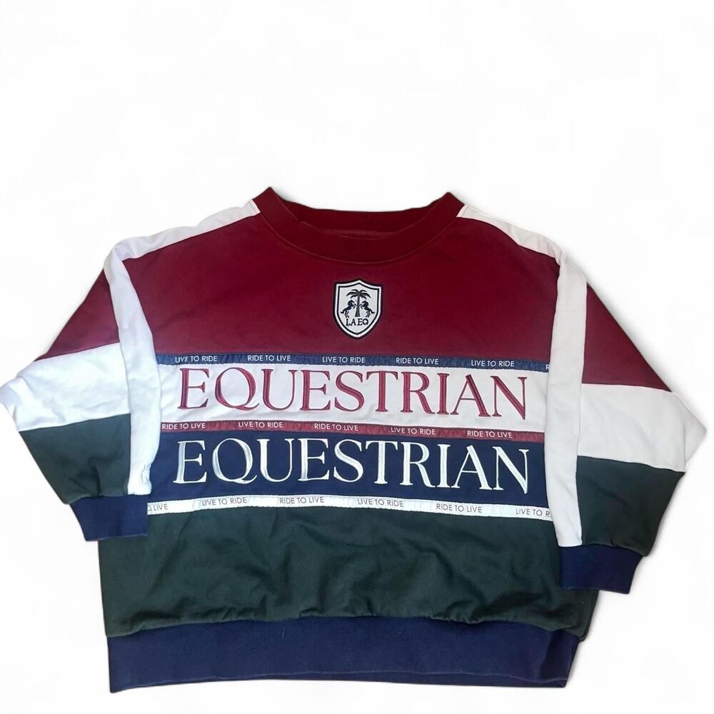 Majyk Equipe Women's Colorblock Embroidered "Equestrian" Sweater SZ S/M